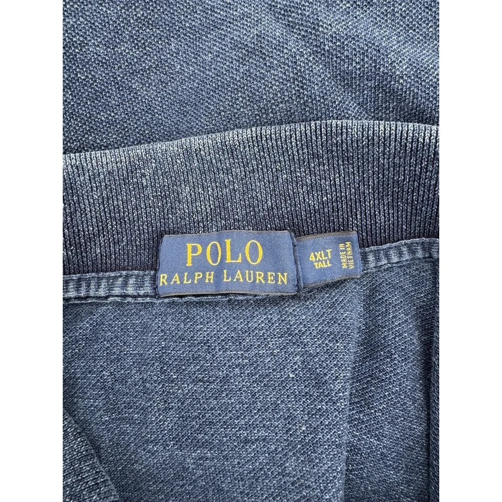 Polo Ralph Lauren Men's Blue Washed Short Sleeve Rugby Polo Shirt, 4XLT, Tall